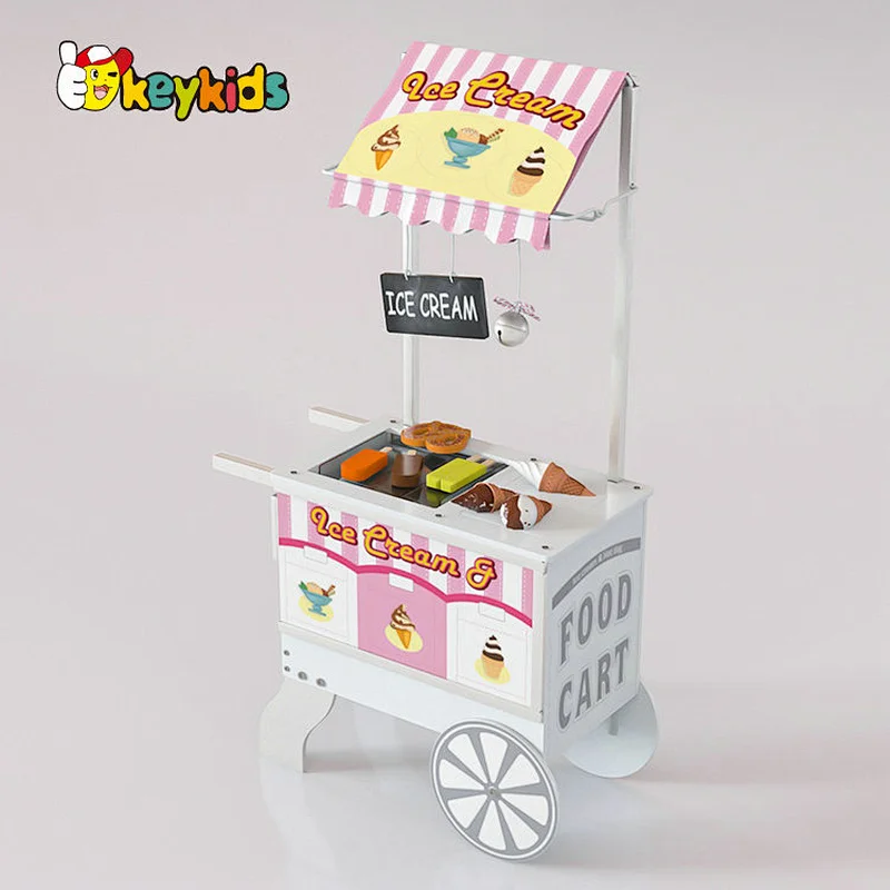 Factory Wholesale Pretend Play Wooden Snacks & Sweets Food Cart Toys for Children W10A175