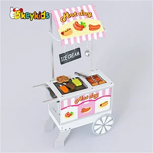 Factory Wholesale Pretend Play Wooden Snacks & Sweets Food Cart Toys for Children W10A175